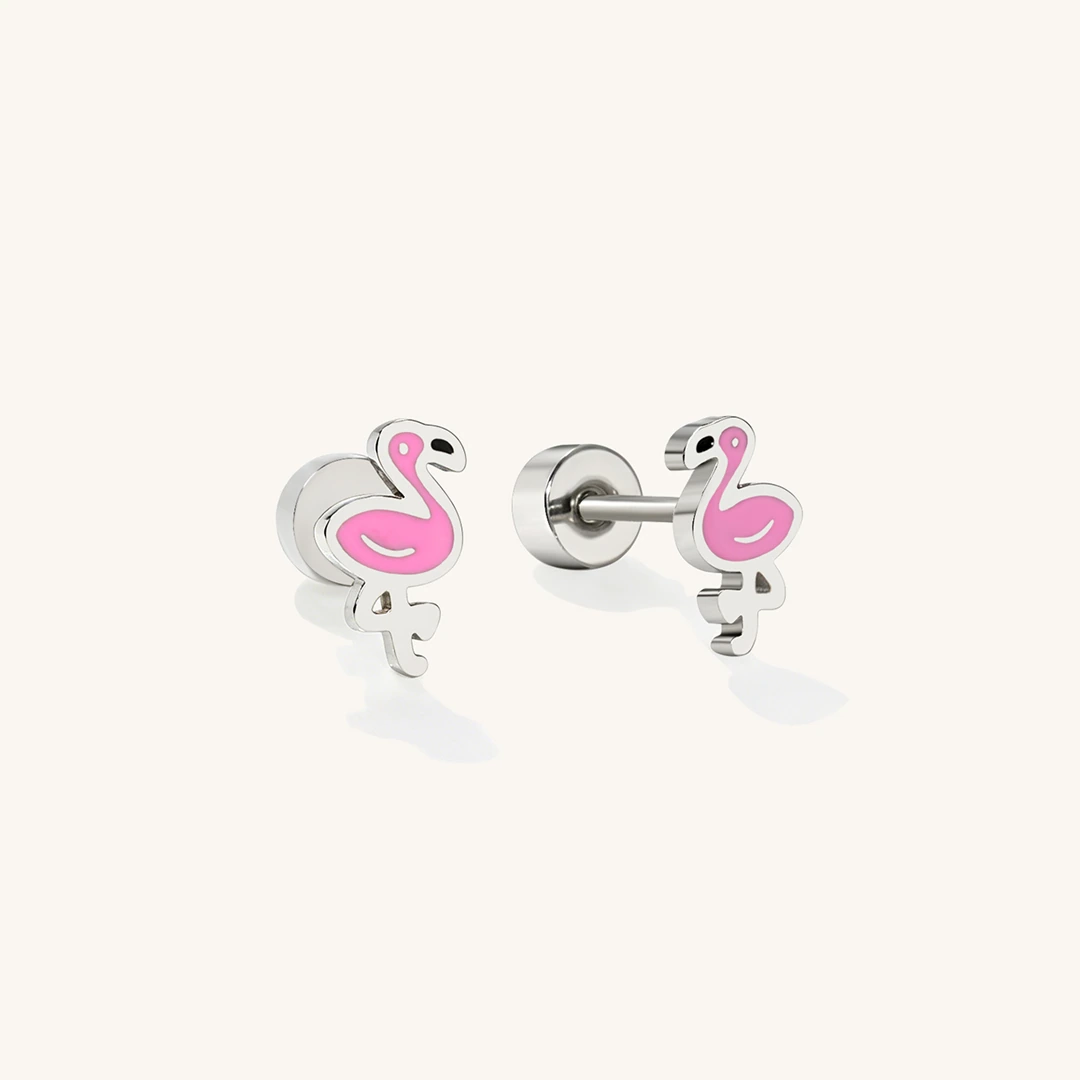 Paradise Flamingo Flat Back Earrings