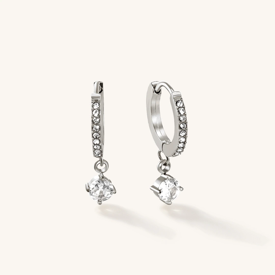 Pavé Crystal Drop Hoop Earrings
