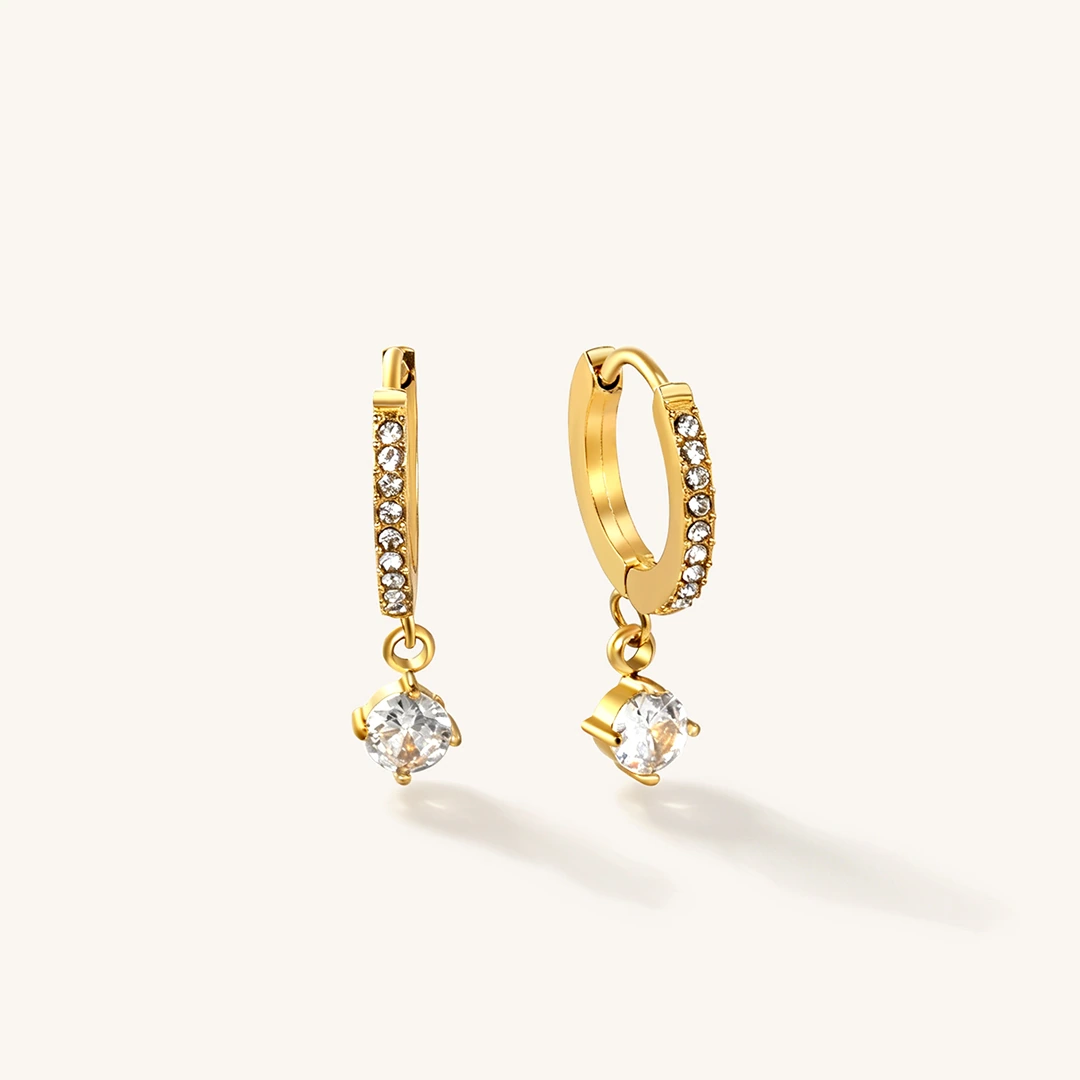 Pavé Crystal Drop Hoop Earrings