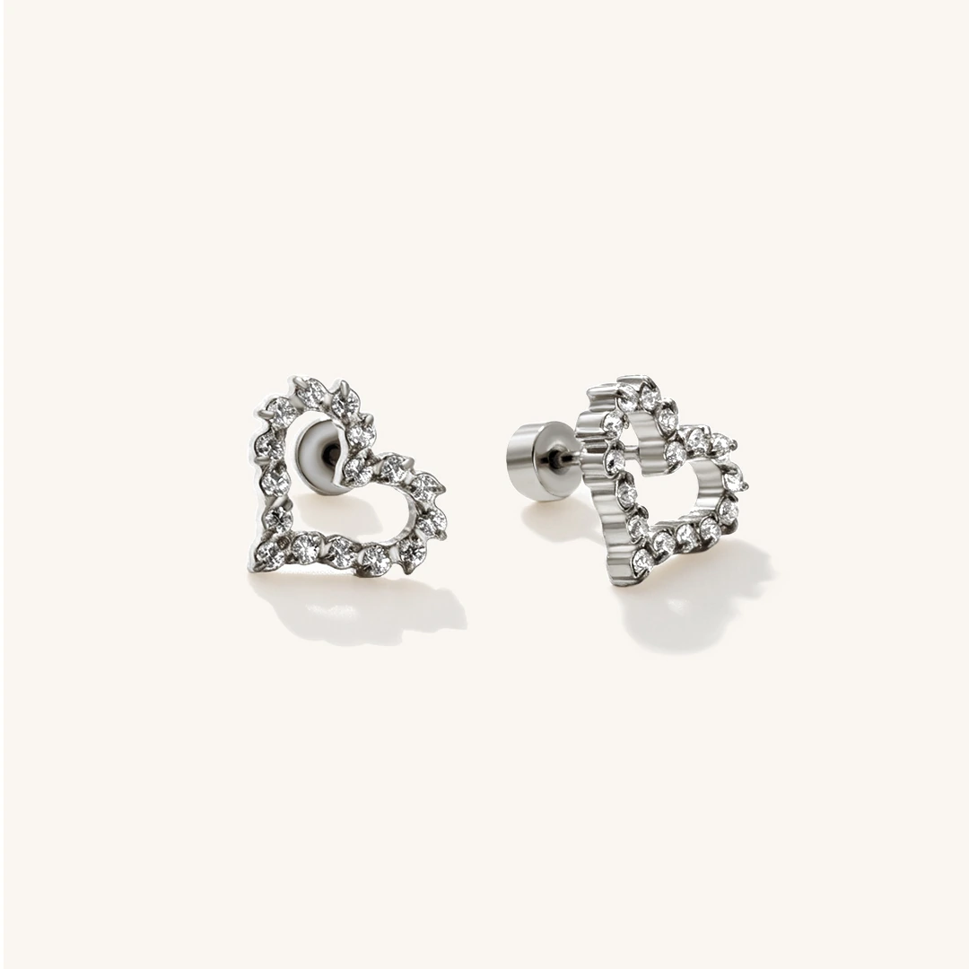 Pavé Heart Flat Back Earrings