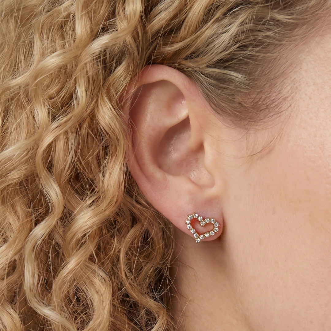 Pavé Heart Flat Back Earrings