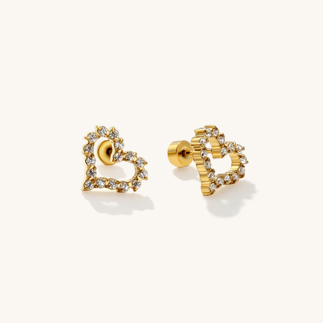 Pavé Heart Flat Back Earrings