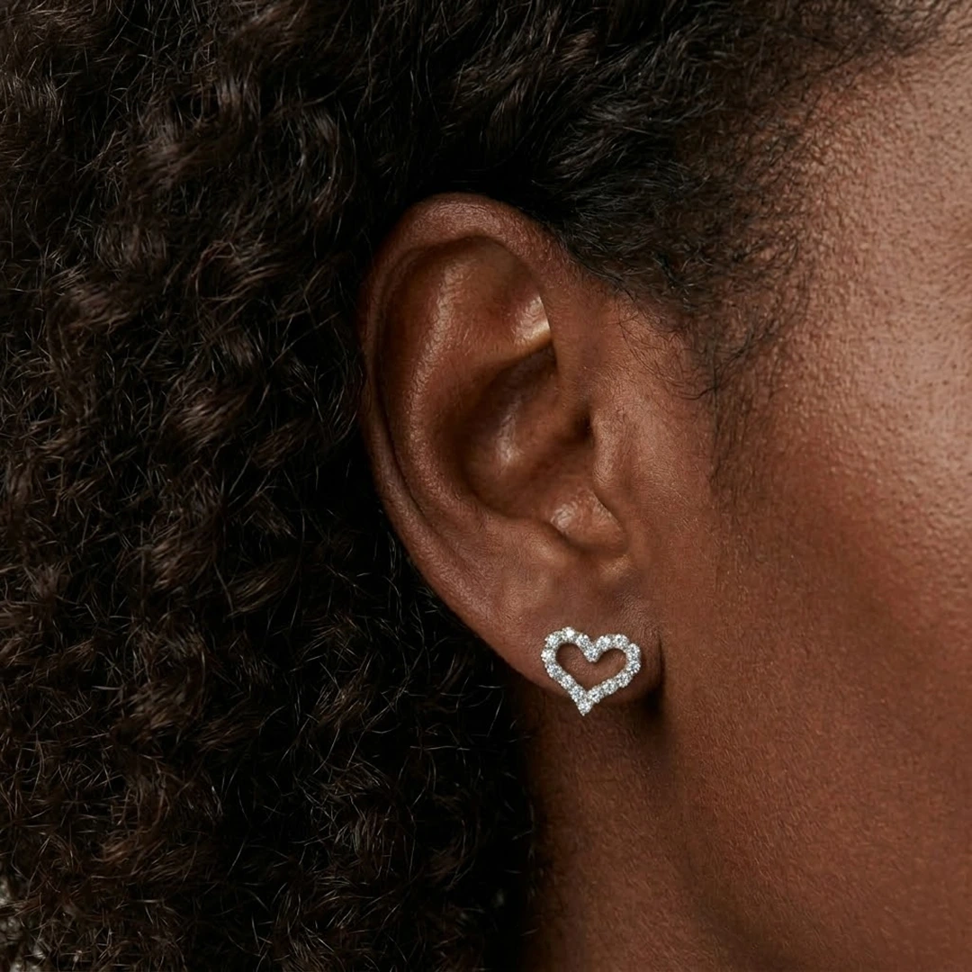 Pavé Heart Flat Back Earrings