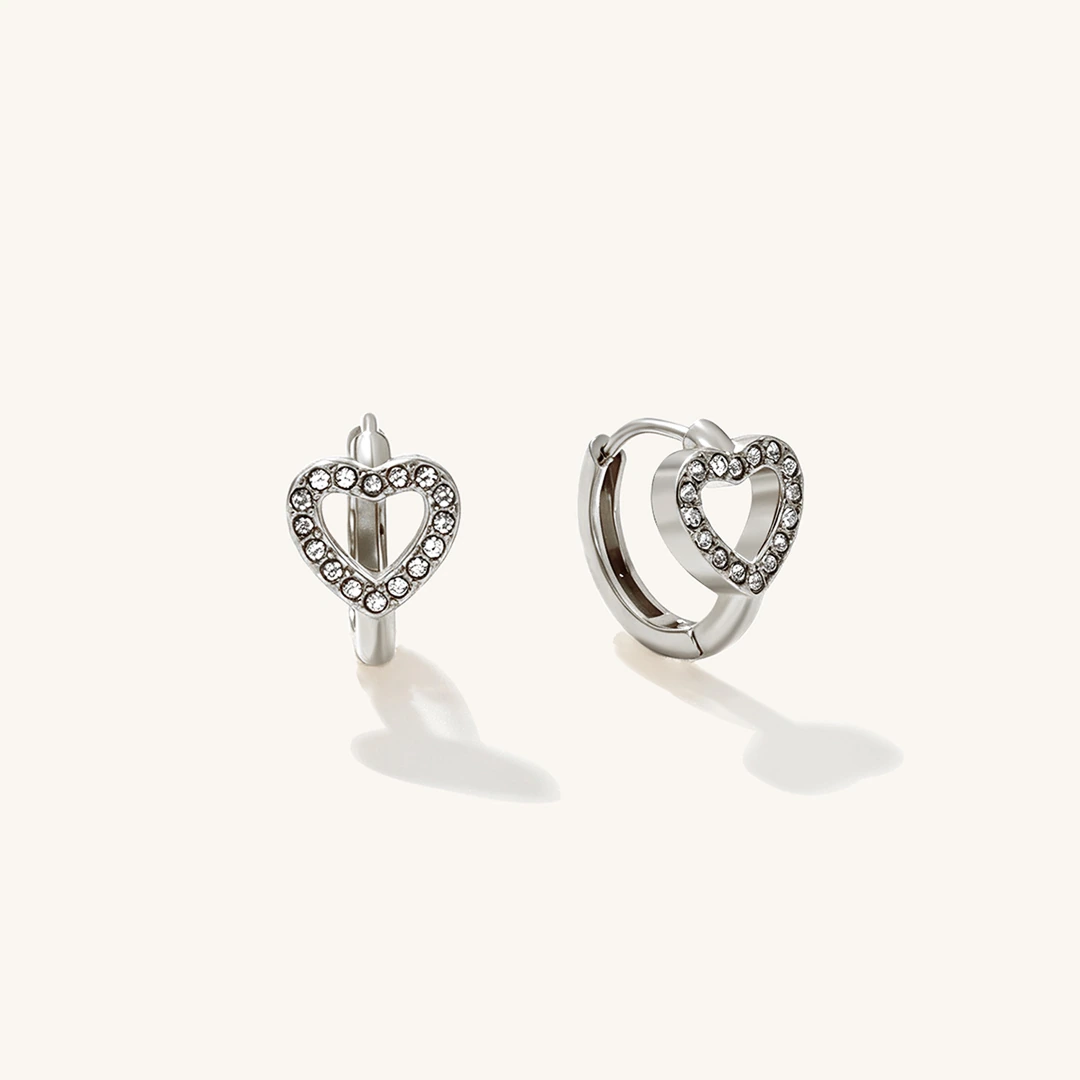 Pavé Heart Huggie Earrings