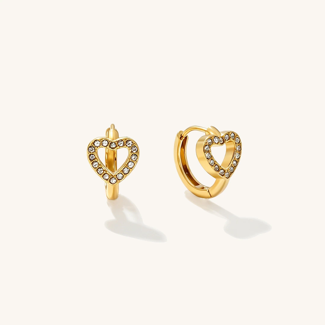Pavé Heart Huggie Earrings