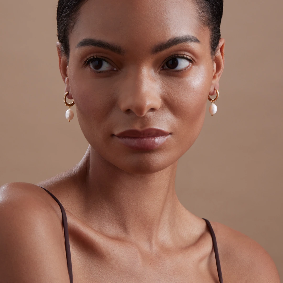 Pavé Pearl Drop Hoop Earrings