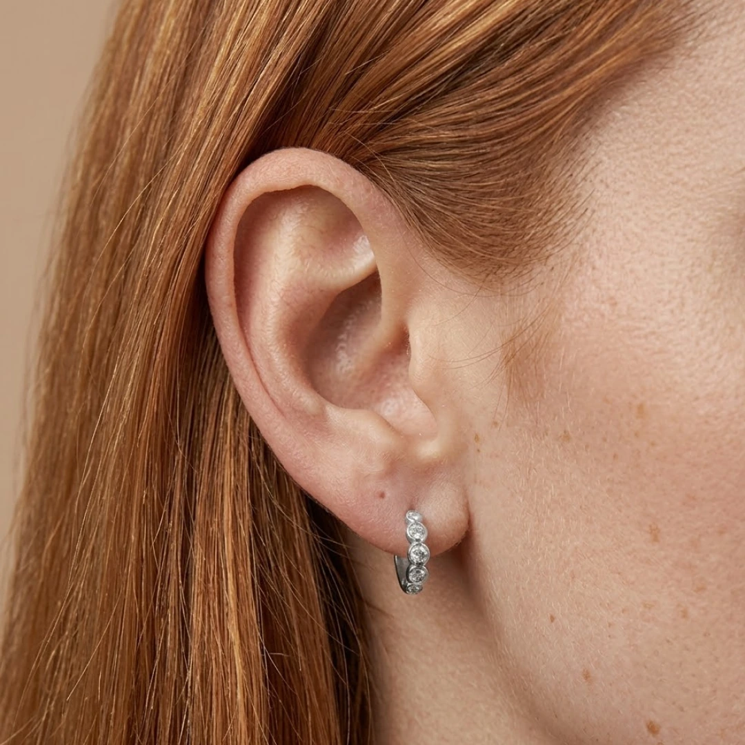Petite Bezel Huggie Earrings