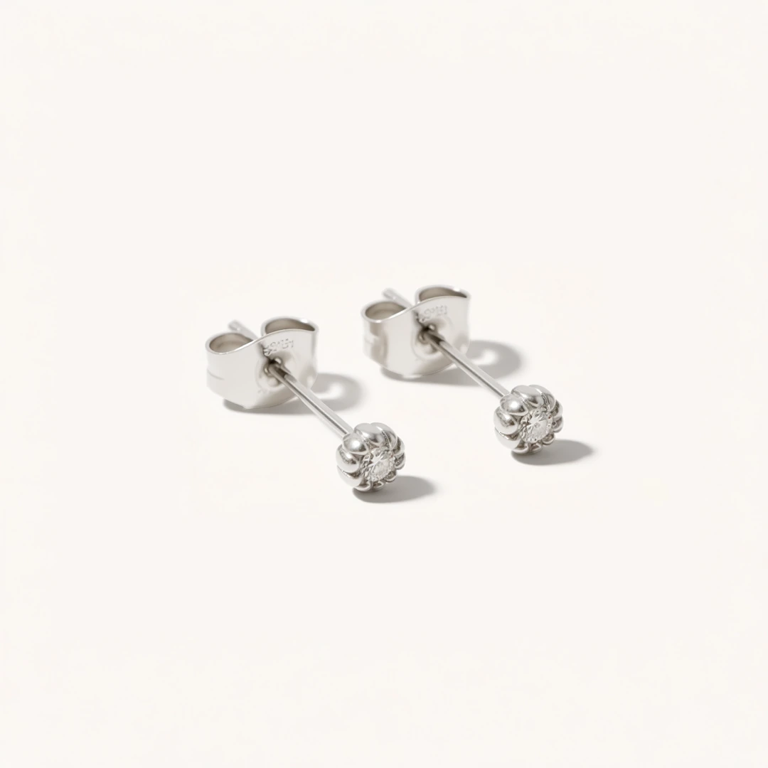 Rope Trim Cubic Zirconia Stud Earrings