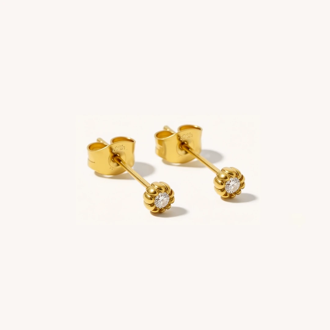 Rope Trim Cubic Zirconia Stud Earrings