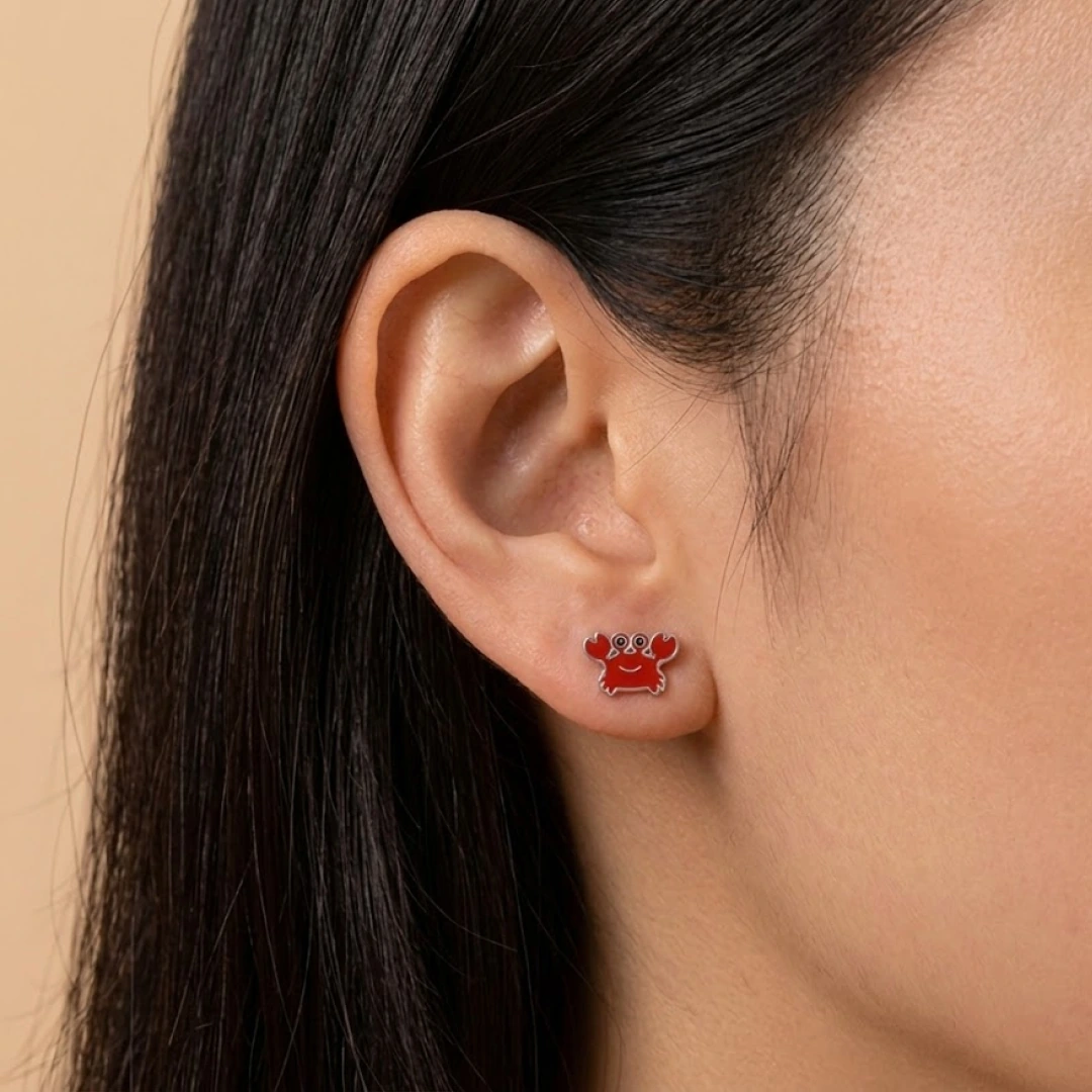 Sandy Crab Flat Back Earrings