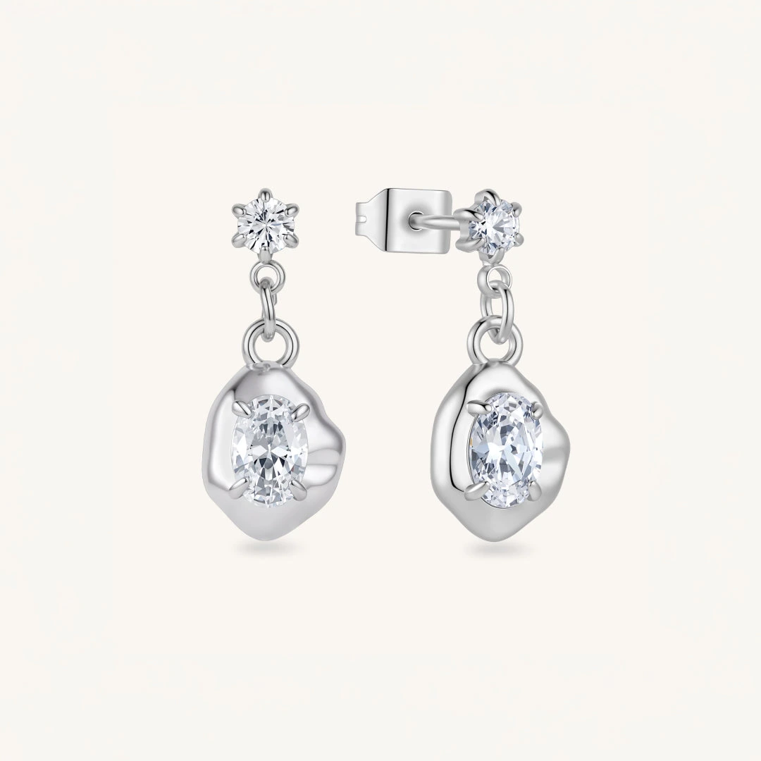 Sculpted Solitaire Drop Earrings