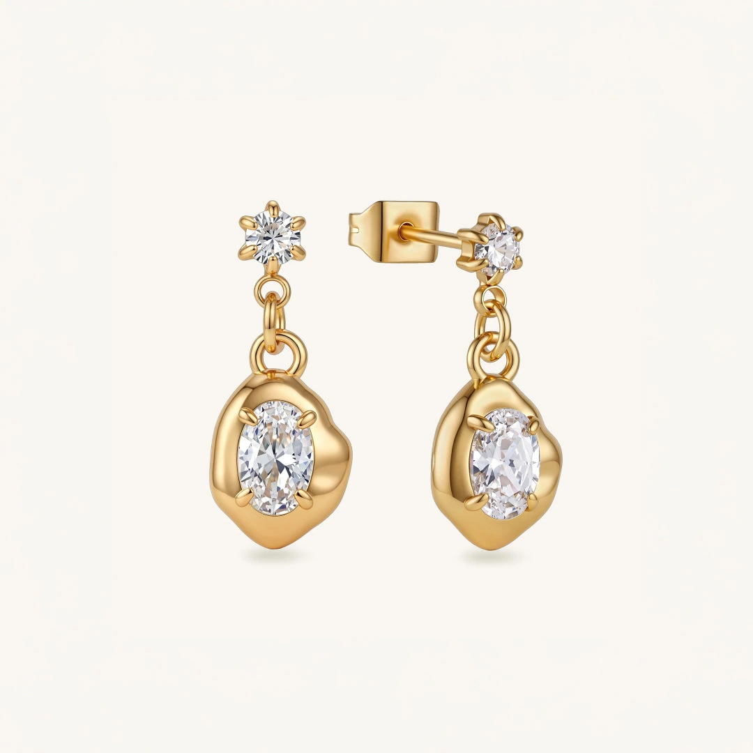 Sculpted Solitaire Drop Earrings