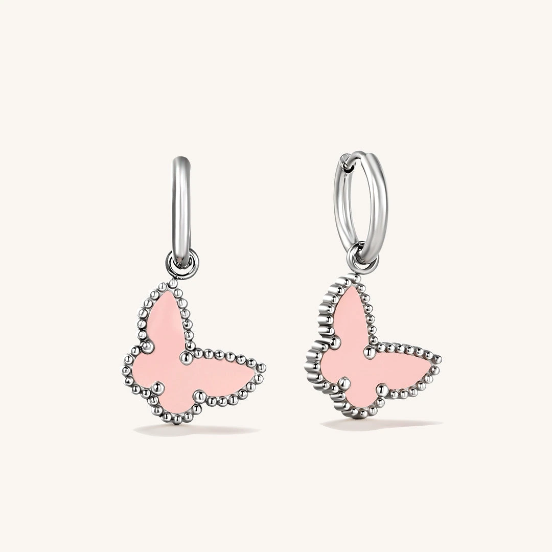Shimmer Butterfly Hoop Earrings