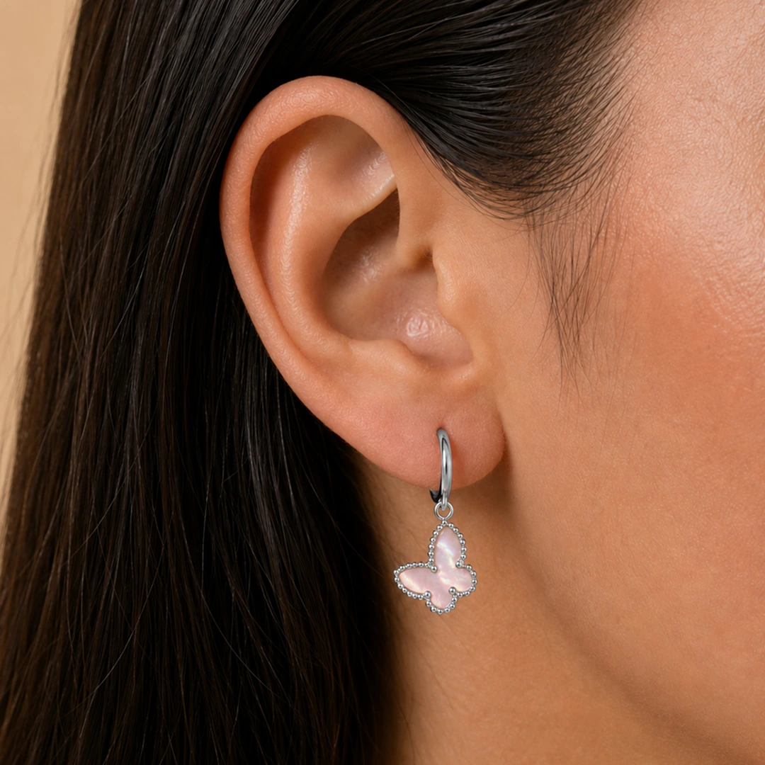 Shimmer Butterfly Hoop Earrings