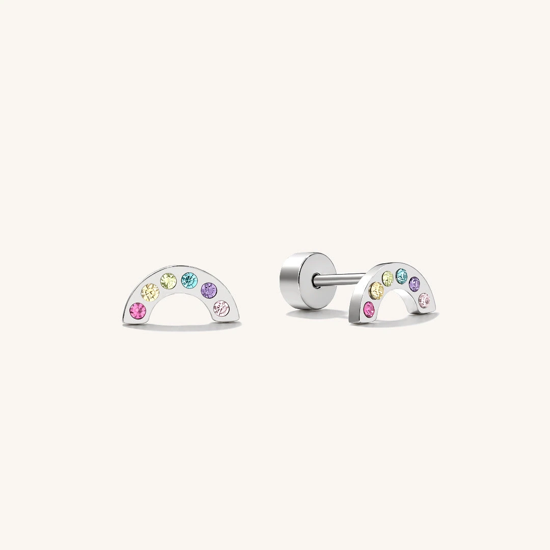 Sparkly Rainbow Flat Back Earrings