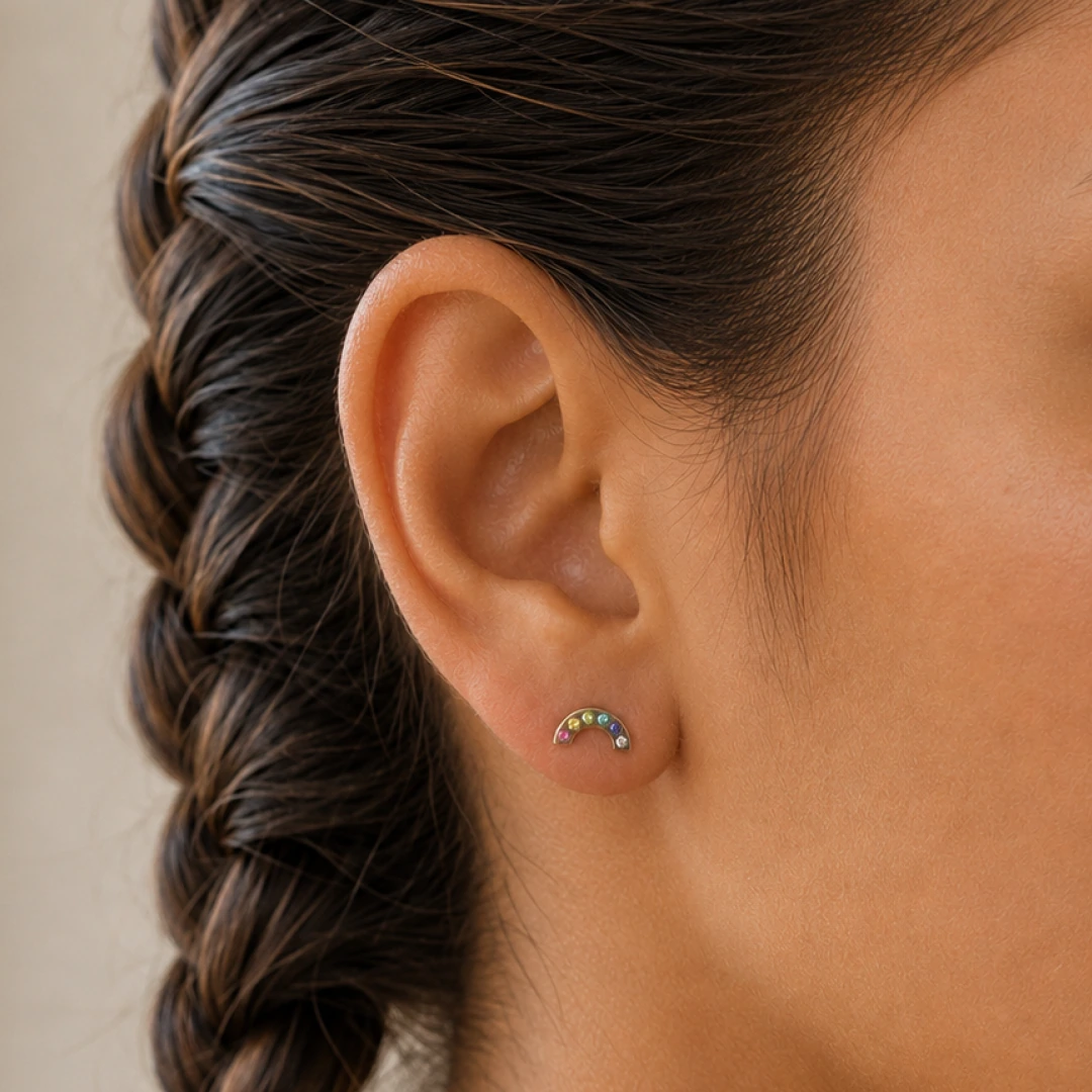 Sparkly Rainbow Flat Back Earrings