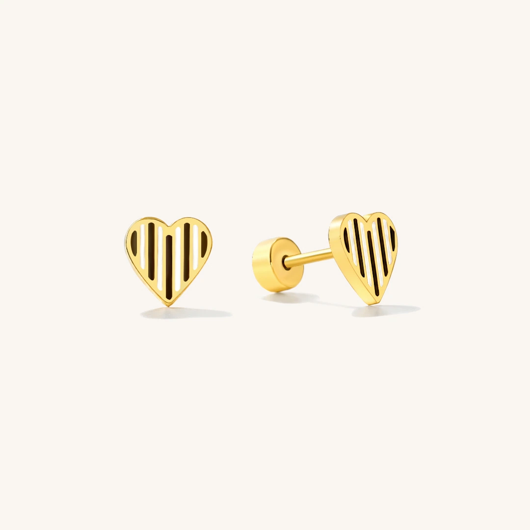 Spooky Stripes Heart Flat Back Earrings
