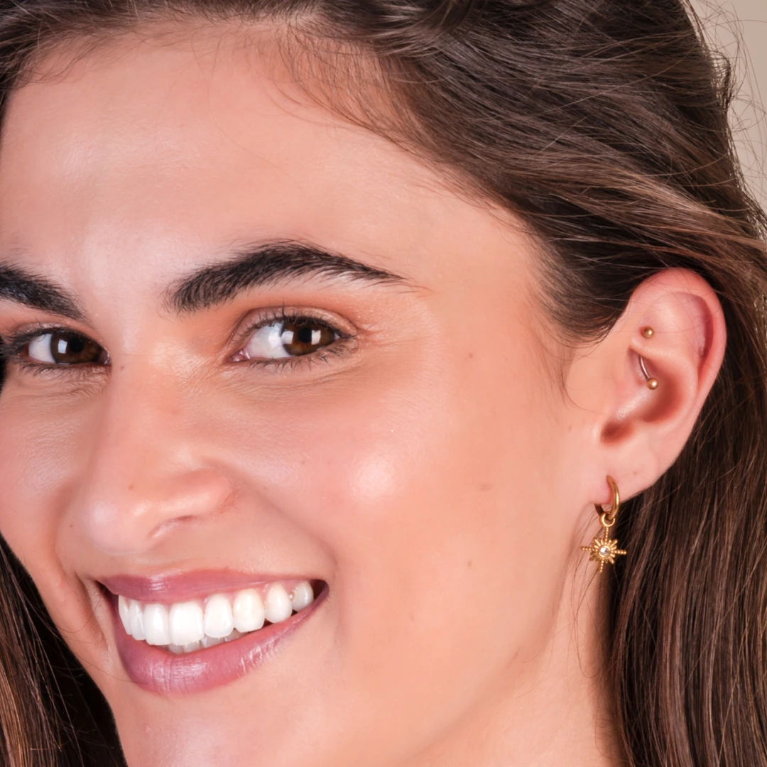 Star Compass Charm Hoop Earrings