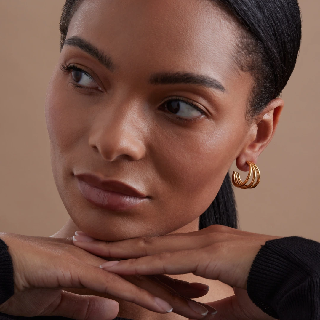 Trio Hoop Stud Earrings