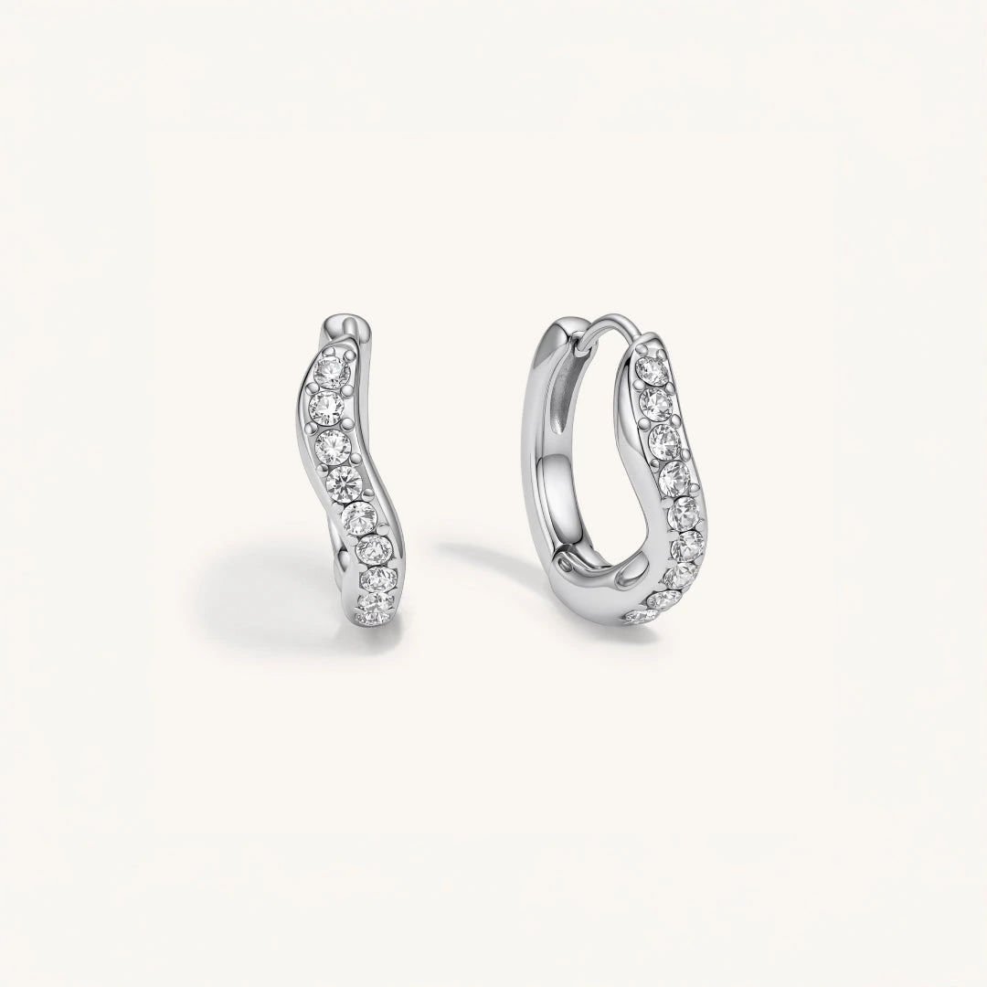 Wave Crystal Huggie Earrings