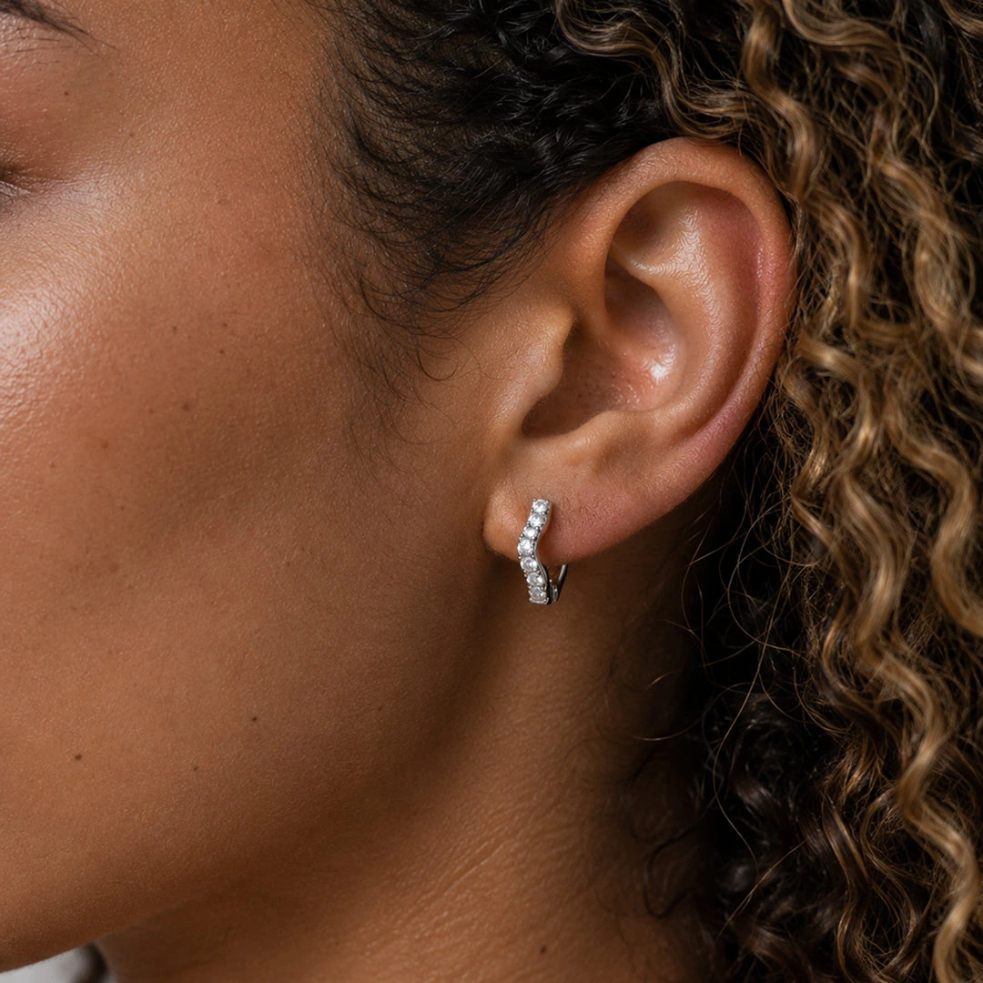 Wave Crystal Huggie Earrings