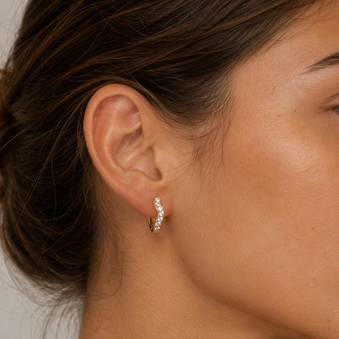 Wave Crystal Huggie Earrings
